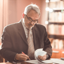 Lawyer reviewing documents