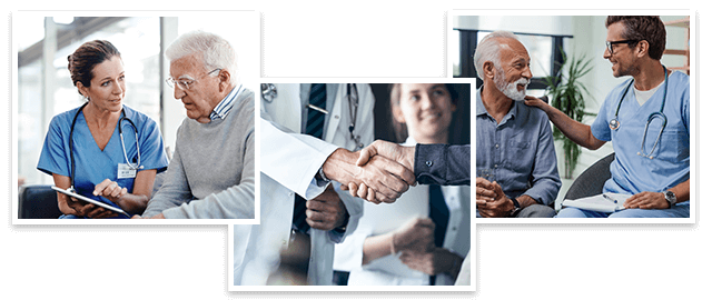 collage of patients with doctors