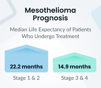 graph showing the median mesothelioma life expectancy by cancer stage