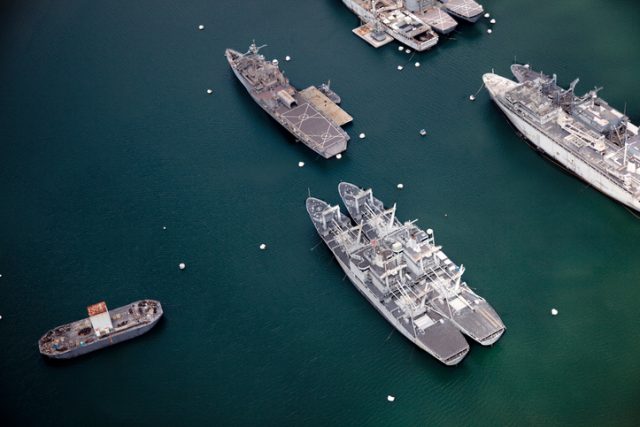 Naval ships in Pearl Harbor, Honolulu